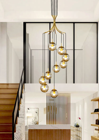 Glass Ball Pendant Light in Cognac